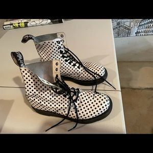 Dr Martens combat boots black white polka dot